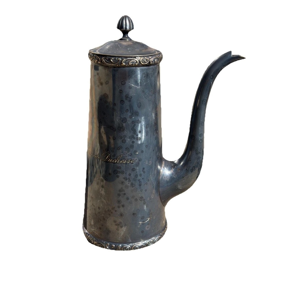Antique German Jugendstil "Grand Duchess" Nickel‎ Silver Coffee Wood Handle